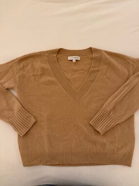 INTERMIX V-Neck Camel Cashmere Sweater